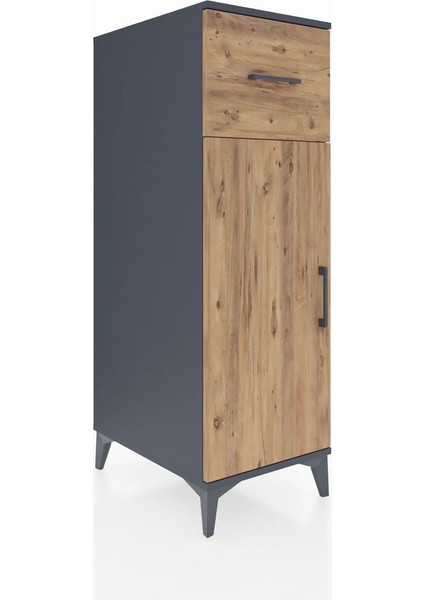 Kronos Dolap 2 Raflı Tek Çekmeceli Tek Kapaklı 44X59X134 Antrasit-Çam fiyatları