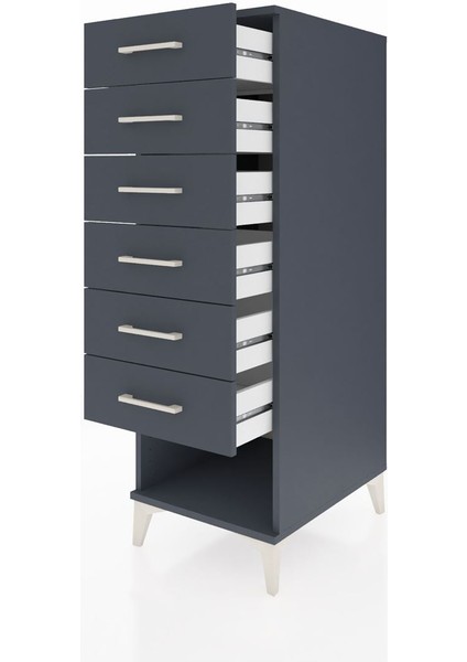 Kronos Dolap 6 Çekmeceli 44X59X134 Antrasit-Antrasit fırsatları