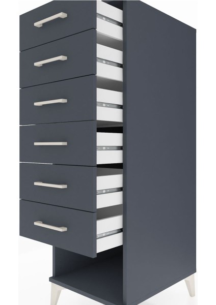 Kronos Dolap 6 Çekmeceli 44X59X134 Antrasit-Antrasit indirimleri