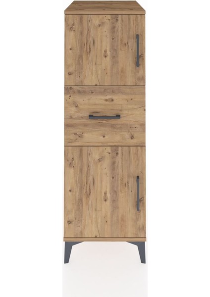 Kronos Dolap Tek Raflı Tek Çekmeceli 2 Kapaklı 44X59X134 Çam-Çam