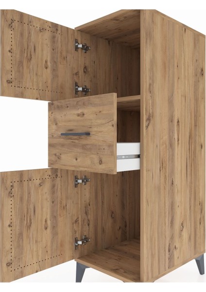 Kronos Dolap Tek Raflı Tek Çekmeceli 2 Kapaklı 44X59X134 Çam-Çam indirimleri