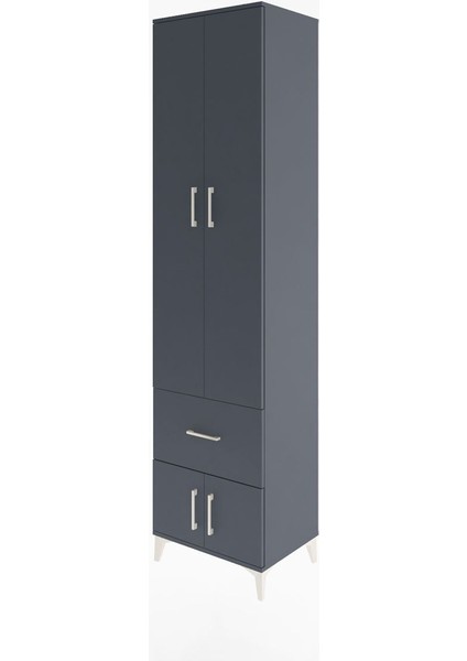 Hyperion Dolap 5 Raflı Tek Çekmeceli 4 Kapaklı 60X44X243 Antrasit-Antrasit modelleri