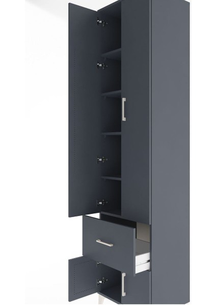 Hyperion Dolap 5 Raflı Tek Çekmeceli 4 Kapaklı 60X44X243 Antrasit-Antrasit indirimleri