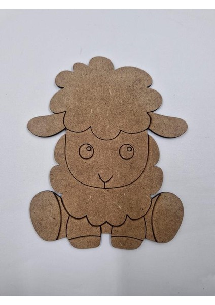 5 Adet Sevimli Kuzu Ahşap Boyama Okul Diy Etkinlik Aktivite Sanat 15 cm x 12 cm