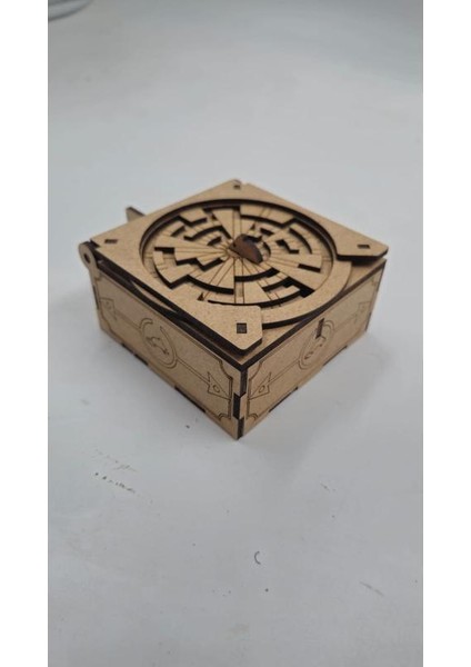 Ahşap Montessori Puzzle Kilitli Kutu 8 cm x 8 cm x 4 cm