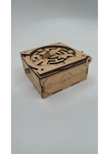 Ahşap Montessori Puzzle Kilitli Kutu 8 cm x 8 cm x 4 cm