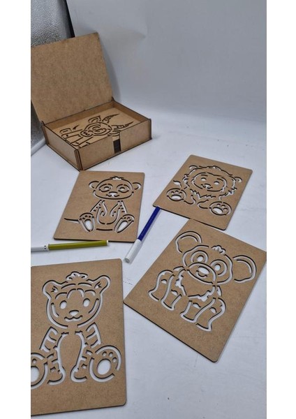 Ahşap Montessori Vahşi Yaşam Hayvanları Çizim Seti Kutulu 15 Adet fiyatları