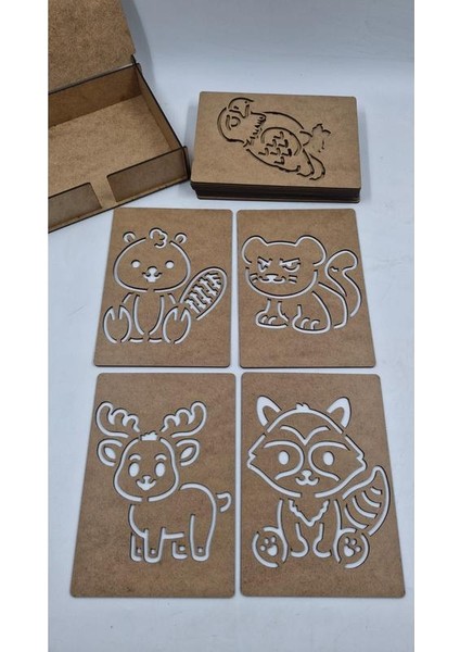 Ahşap Montessori Vahşi Yaşam Hayvanları Çizim Seti Kutulu 15 Adet fırsatları