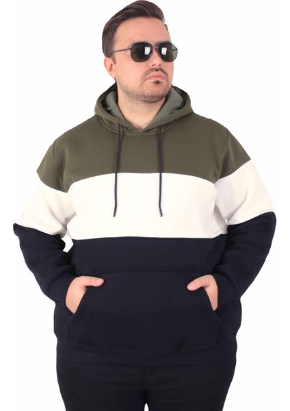 Mocgrande Büyük Beden Kapüşonlu 3ip Sweat Mg 25725 Hakı