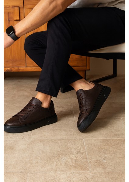 Tommy Erkek Deri Sneaker Ayakkabı Acı Kahve fırsatları