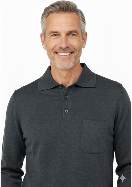 Erkek Kazak Premium Yün Tarzı Klasik Polo Yaka Düğmeli Cepli Rahat Tam Kalıp modelleri