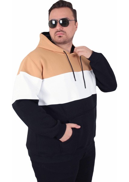 Mocgrande Büyük Beden Kapüşonlu 3ip Sweat Mg 25725 Taba modelleri