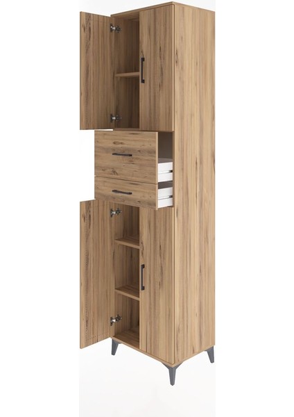 Hyperion Dolap 4 Raflı 2 Çekmeceli 4 Kapaklı 60X44X243 Çam-Çam fırsatları