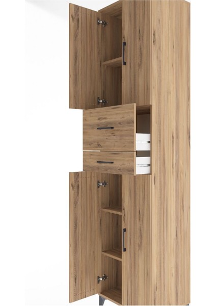 Hyperion Dolap 4 Raflı 2 Çekmeceli 4 Kapaklı 60X44X243 Çam-Çam indirimleri