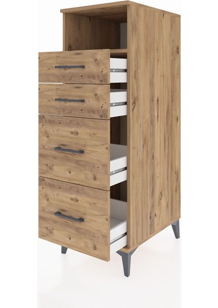 Kronos Dolap Tek Raflı 4 Çekmeceli 44X59X134 Çam-Çam fırsatları