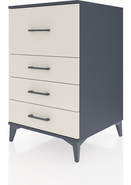 Kronos Komodin 4 Çekmeceli 60X59X96 Antrasit-Aytaşı modelleri
