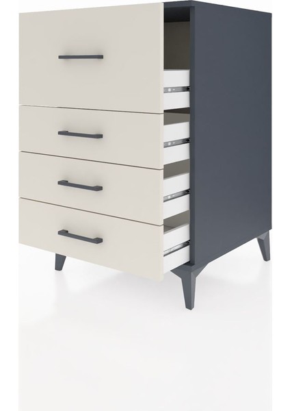 Kronos Komodin 4 Çekmeceli 60X59X96 Antrasit-Aytaşı fırsatları