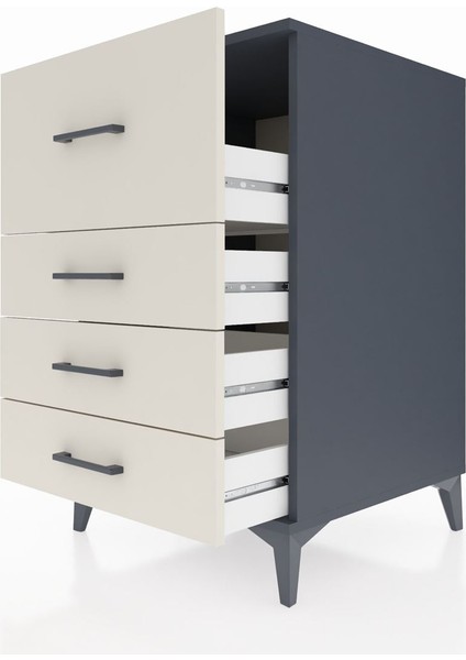 Kronos Komodin 4 Çekmeceli 60X59X96 Antrasit-Aytaşı indirimleri