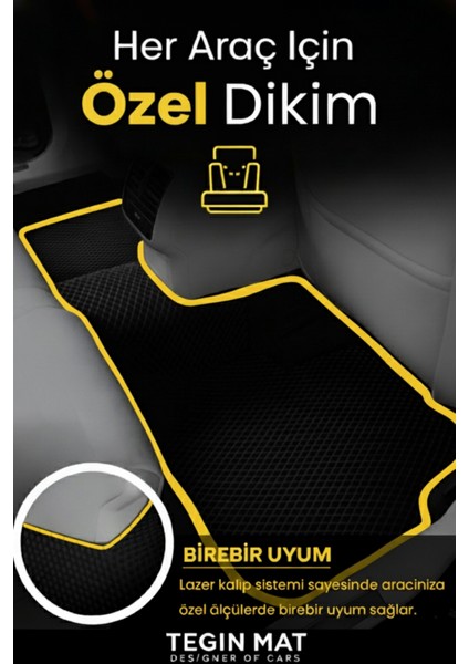 Skoda Kodiaq 2024-2025 Aracınıza Özel Eva Paspas Siyah Sarı | Kaymaz ve Yıkanabilir Oto Paspas fırsatları