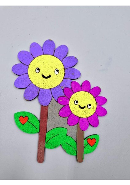 10 Adet Sevimli Ayçiçeği Ahşap Boyama Okul Diy Etkinlik Aktivite Sanat 15 cm x 12 cm