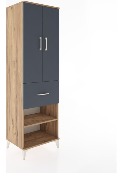 Hyperion Dolap 4 Raflı Tek Çekmeceli 2 Kapaklı 60X44X195 Çam-Antrasit fiyatları