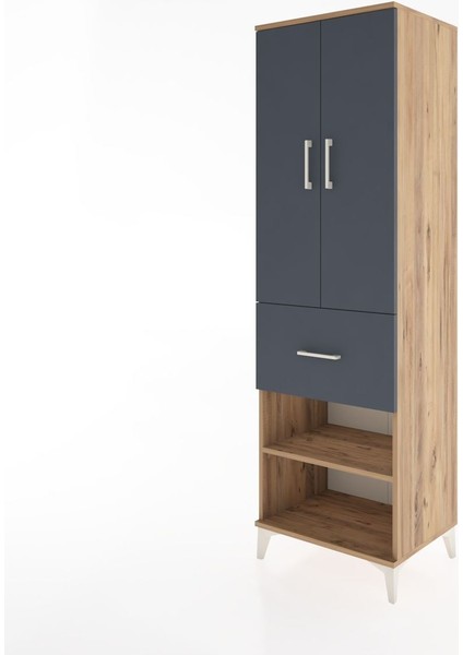 Hyperion Dolap 4 Raflı Tek Çekmeceli 2 Kapaklı 60X44X195 Çam-Antrasit modelleri