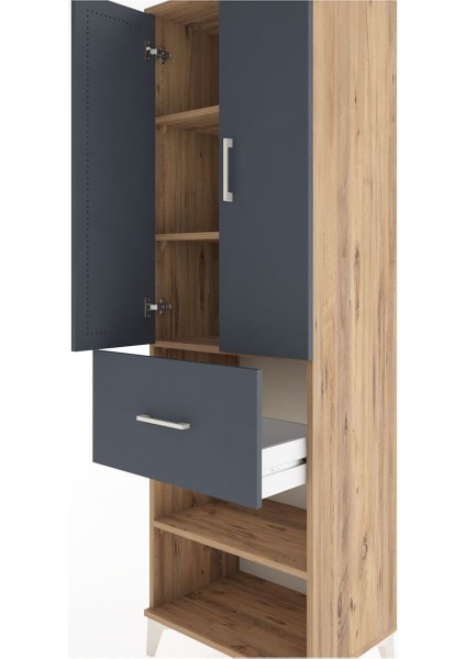 Hyperion Dolap 4 Raflı Tek Çekmeceli 2 Kapaklı 60X44X195 Çam-Antrasit indirimleri