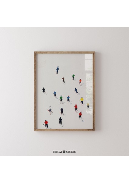 Minimalist Kış Kayakçıları Duvar Sanatı - Dağ Dekoru | Kayak ve Kış Sporları Severler Için Sanat | fiyatları