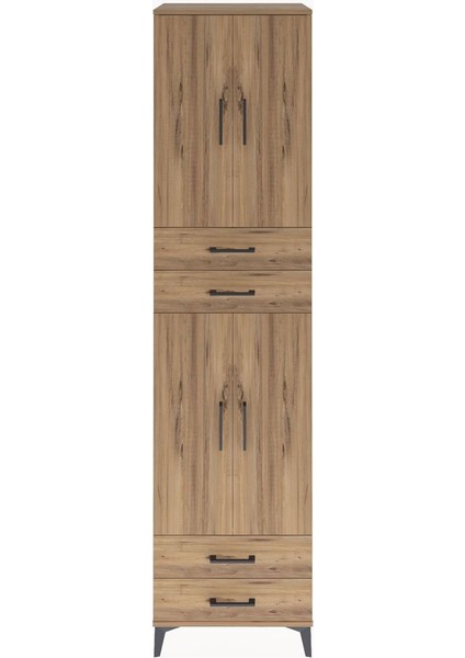 Hyperion Dolap 5 Raflı 4 Çekmeceli 4 Kapaklı 60X44X243 Çam-Çam