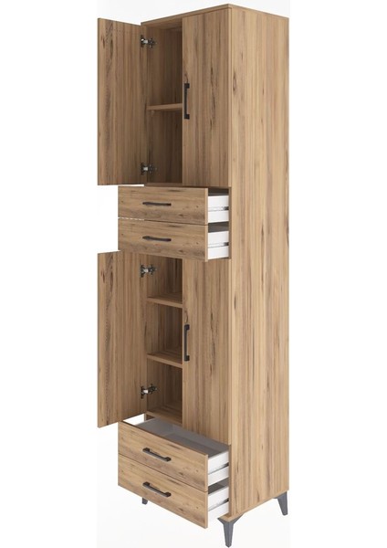 Hyperion Dolap 5 Raflı 4 Çekmeceli 4 Kapaklı 60X44X243 Çam-Çam fırsatları
