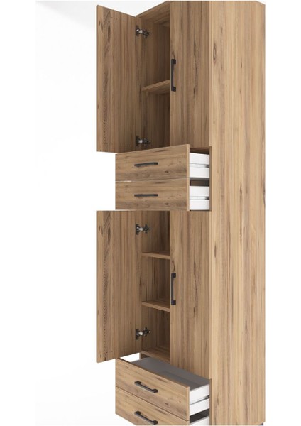 Hyperion Dolap 5 Raflı 4 Çekmeceli 4 Kapaklı 60X44X243 Çam-Çam indirimleri
