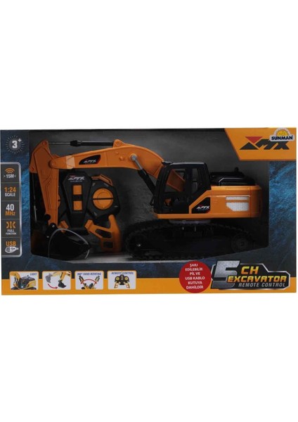 5085 Sun-Rst-Rc Iş Makinesi 1 18 Ekskavatör Ff Işık 5ch 3 7V USB 40 Mhhz