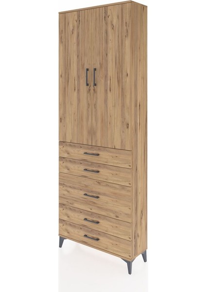 Arges Dolap 4 Raflı 5 Çekmeceli 2 Kapaklı 88X30X243 Çam-Çam modelleri