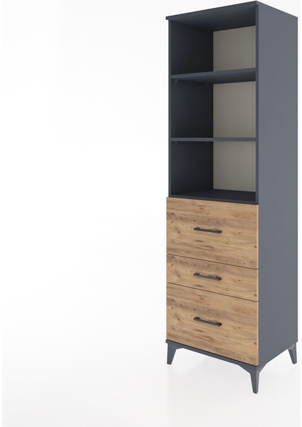 Hyperion Dolap 3 Raflı 3 Çekmeceli 60X44X195 Antrasit-Çam modelleri