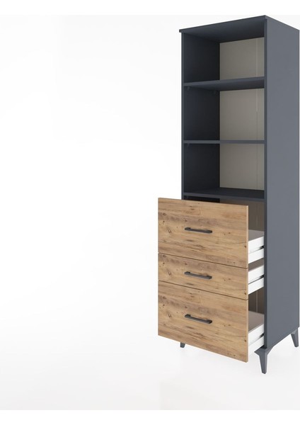 Hyperion Dolap 3 Raflı 3 Çekmeceli 60X44X195 Antrasit-Çam fırsatları