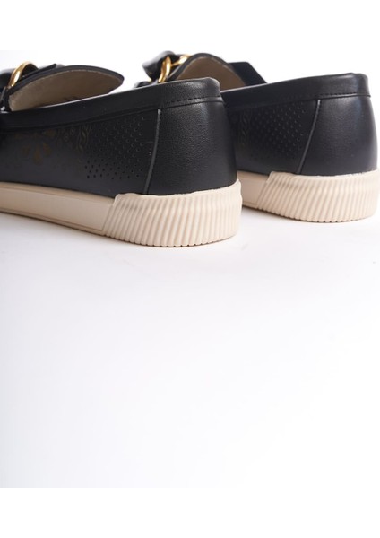 Lydıa Bağcıksız Ortopedik Rahat Taban Çiçek Desenli Kadın Babet Ayakkabı Ckt - Siyah indirimleri