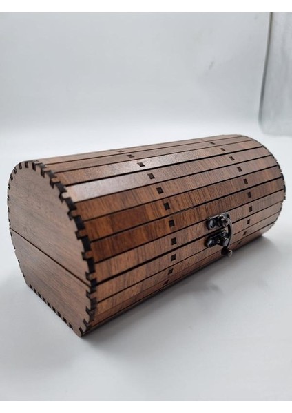 Ahşap Dekoratif Sandık Kutu Ceviz Desenli 16 cm x 10 cm