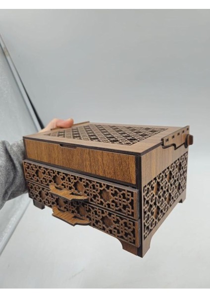 Ahşap Dekoratif Iki Çekmeceli Kutu 19 cm x 15 cm x 10 cm fırsatları