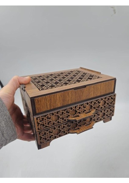 Ahşap Dekoratif Iki Çekmeceli Kutu 19 cm x 15 cm x 10 cm indirimleri