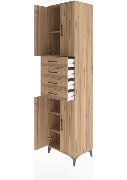 Hyperion Dolap 4 Raflı 4 Çekmeceli 4 Kapaklı 60X44X243 Çam-Çam fırsatları