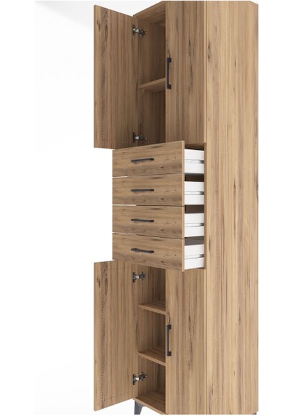 Hyperion Dolap 4 Raflı 4 Çekmeceli 4 Kapaklı 60X44X243 Çam-Çam indirimleri