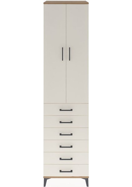 Hyperion Dolap 4 Raflı 6 Çekmeceli 2 Kapaklı 60X44X243 Çam-Aytaşı