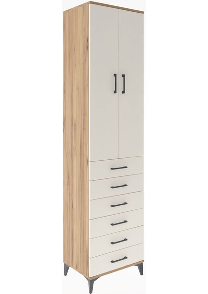 Hyperion Dolap 4 Raflı 6 Çekmeceli 2 Kapaklı 60X44X243 Çam-Aytaşı fiyatları