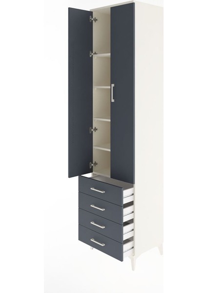 Hyperion Dolap 5 Raflı 4 Çekmeceli 2 Kapaklı 60X44X243 Aytaşı-Antrasit fırsatları