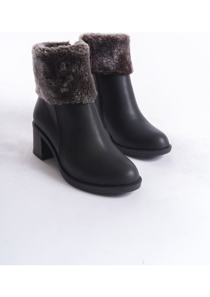 Katya Fermuarlı Ortopedik Taban Topuklu Kürk Detaylıkadın Bot Cst - Siyah indirimleri