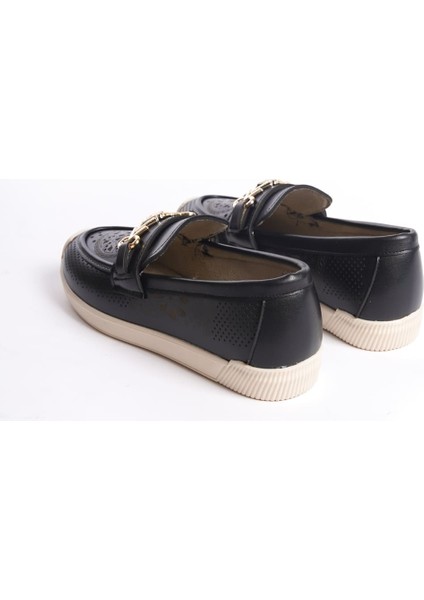 Lıly Bağcıksız Ortopedik Rahat Taban Çiçek Desenli Kadın Babet Ayakkabı Ckt - Siyah indirimleri