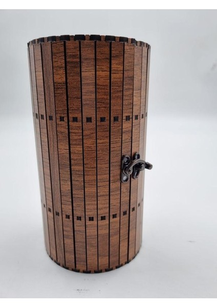 Ahşap Dekoratif Sandık Kutu Ceviz Desenli 16 cm x 10 cm