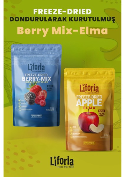 2’li Dondurularak Kurutulmuş Kuru Meyve - Sağlıklı Atıştırmalık - Berry Mix ve Elma Kurusu Freeze Dried