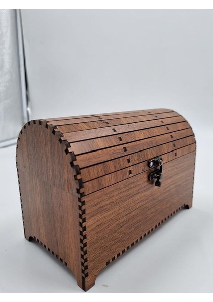 Ahşap Dekoratif Sandık Kutu Ceviz Desenli 16 cm x 9 cm x 12 cm