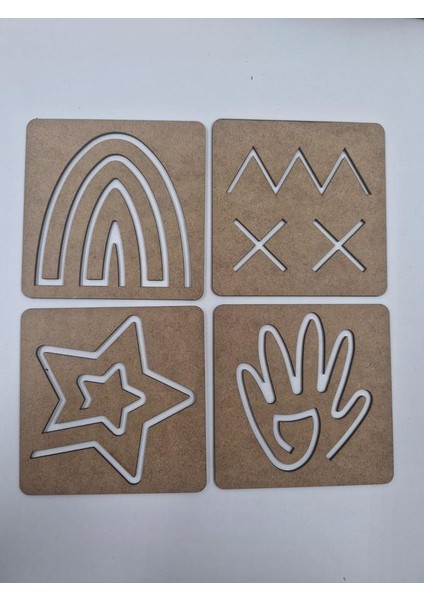 Ahşap Montessori Çizim Seti Temel Simetrik Şekiller Kutulu 15 Adet indirimleri